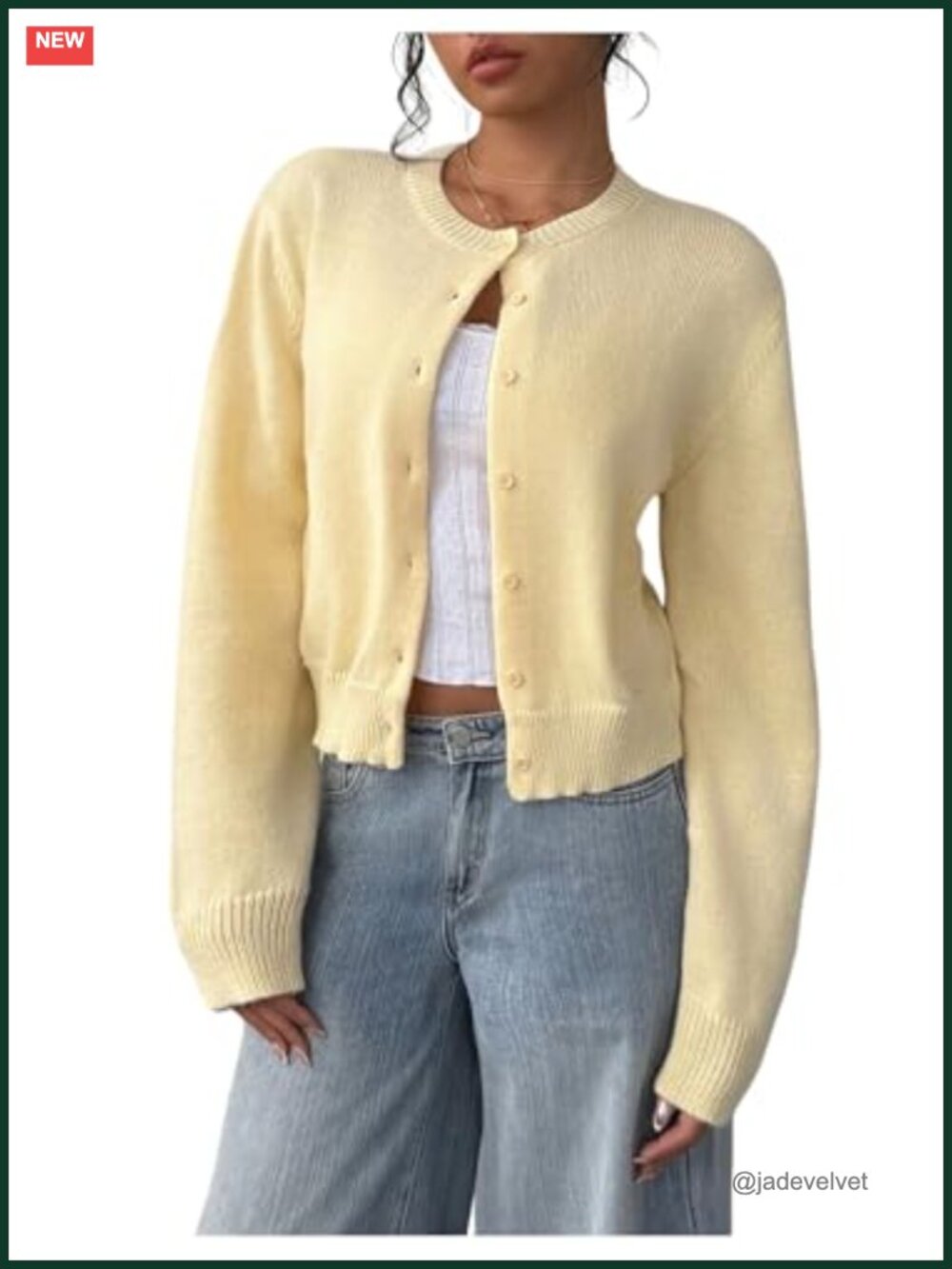 Women's Cropped Cardigan Sweater - Button Front, Drop Shoulder, Long Sleeve,
